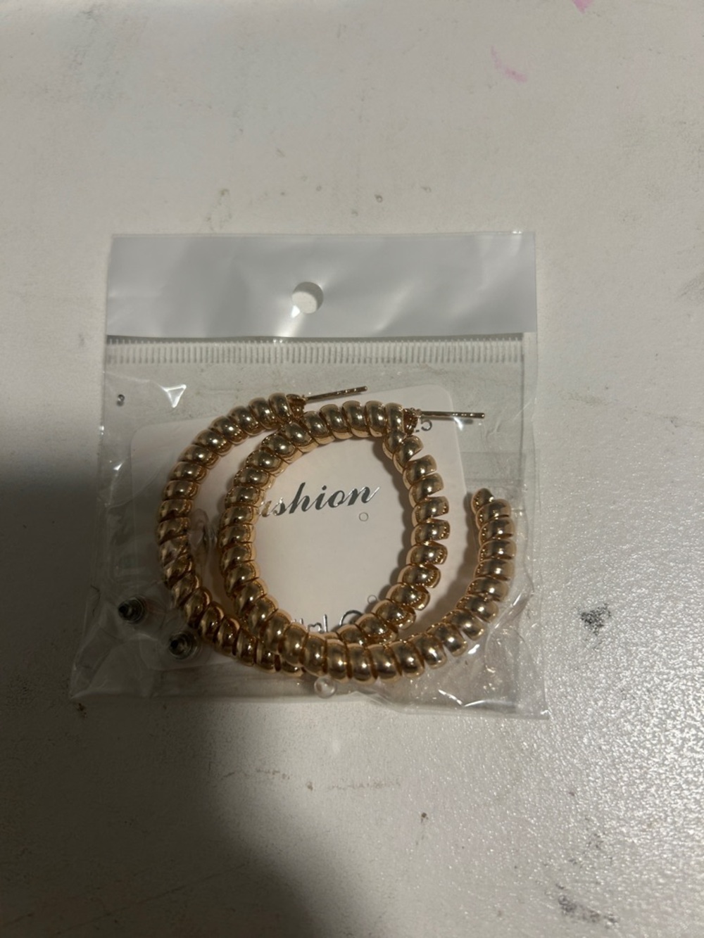 Fashion Jewelry Gold Beaded Hoop Earrings